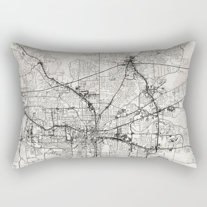 USA, Tallahassee Black&White City Map Drawing Rectangular Pillow