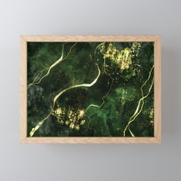 Green and Gold Marble Style Framed Mini Art Print