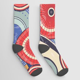 Japanese umbrella abstract pattern  Socks