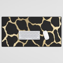 Elegant Abstract Black Gold Giraffe Animal Print Desk Mat