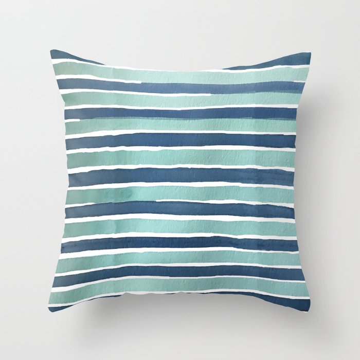 Aqua Teal Stripe Throw Pillow
