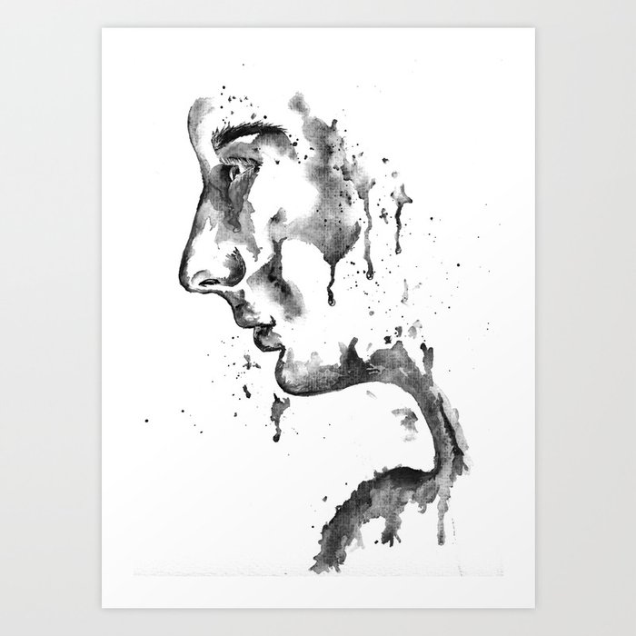 The Weeping Lady: Black & White Art Print