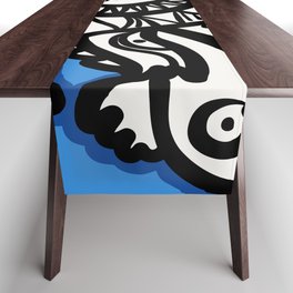 Black and White Graffiti Monsters on a colored background Table Runner