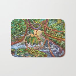 Rhododendron River Bath Mat | Rhododendron, Water, Hike, Blueridge, River, Watercolor, Mountain, Plant, Painting, Tree 