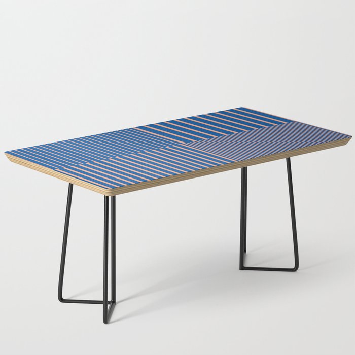 Stripes Pattern and Lines 9 in Peach Royal Blue Coffee Table