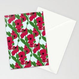 Red Poppies Pattern Stationery Cards