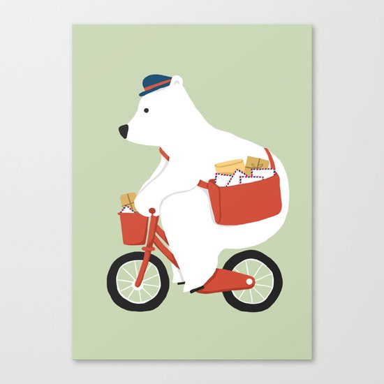 Polar bear postal express Canvas Print