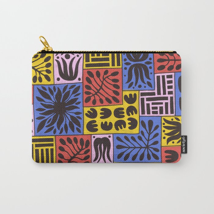 Bold Colorful Floral Patchwork Carry-All Pouch