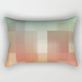 geometric pixel square pattern abstract background in orange brown blue Rectangular Pillow