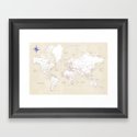 Cream, white, red and navy blue world map, "Deuce" Gerahmter Kunstdruck