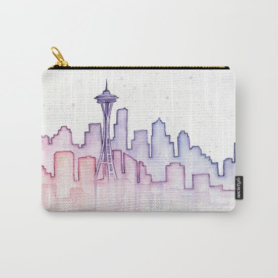 Seattle Skyline Watercolor Carry-All Pouch
