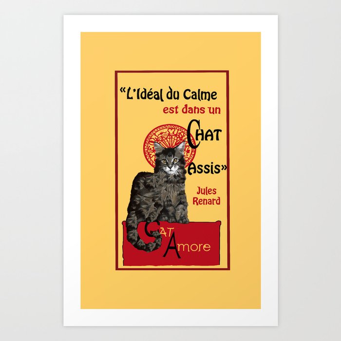 Cat Le Chat Noir Citation Quote Main Coon Paris Cabaret Montmartre Caricature Art Print By Tayatamelie Society6