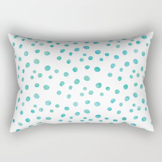 Small Blue Watercolor Abstract Polka Dots Rectangular Pillow