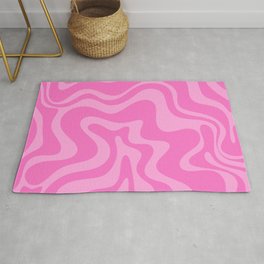 Retro Liquid Swirl Abstract Pattern in Double Y2K Pink Area & Throw Rug