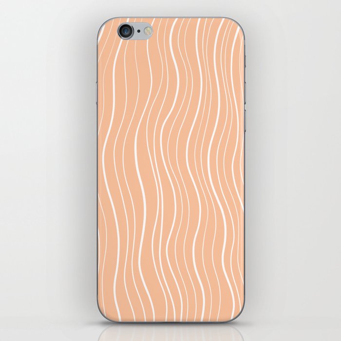 White Wave Lines on Light Salmon Background iPhone Skin