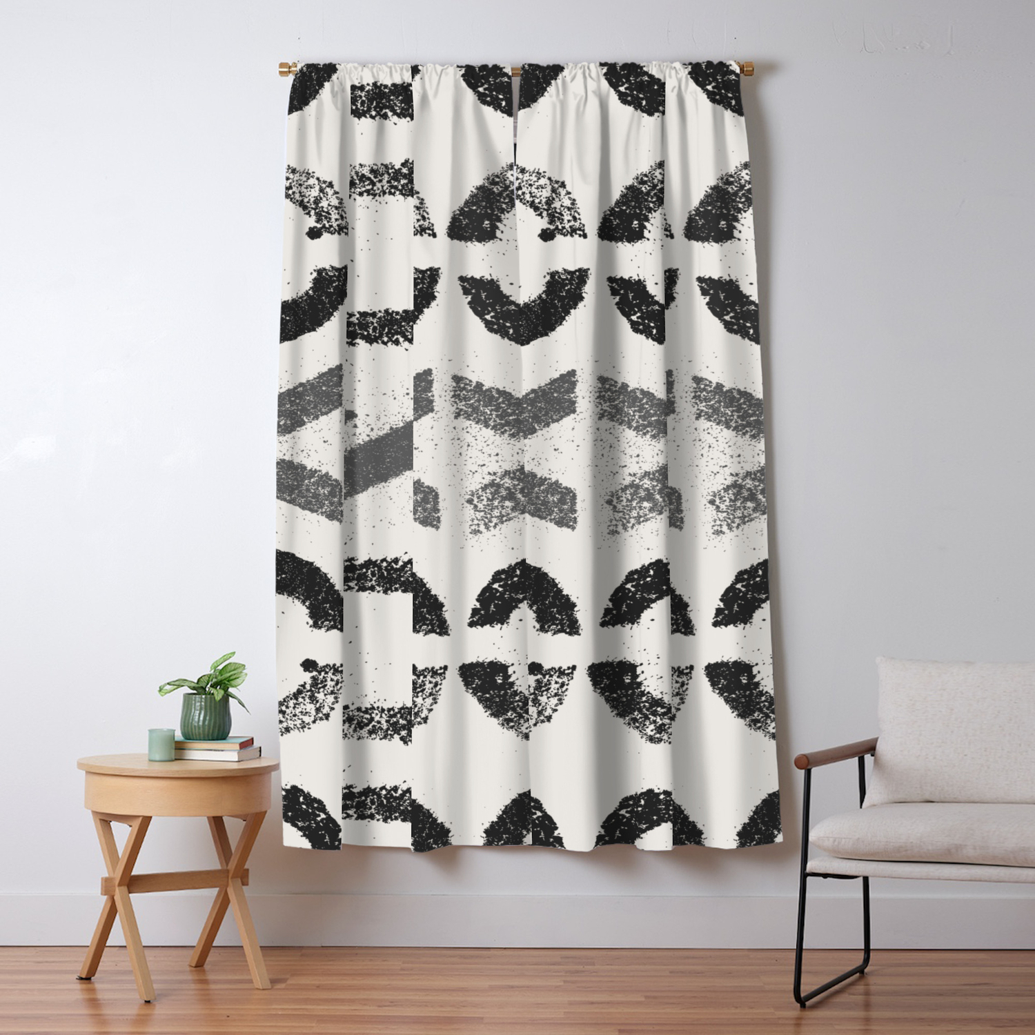 Shapes Of Love Black White Grey Pattern Blackout Curtain By