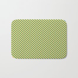 [ Thumbnail: Sea Green, Light Yellow, and Goldenrod Colored Stripes/Lines Pattern Bath Mat ]