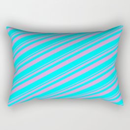 [ Thumbnail: Plum & Aqua Colored Stripes/Lines Pattern Rectangular Pillow ]