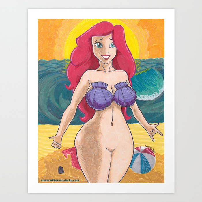 Ariel Mermaid Nude At The Beach Art Print By Darkprincearmon Society6