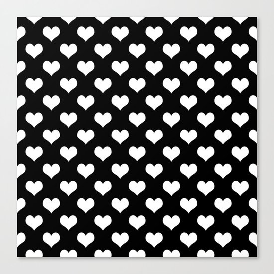 Black White Hearts Canvas Print