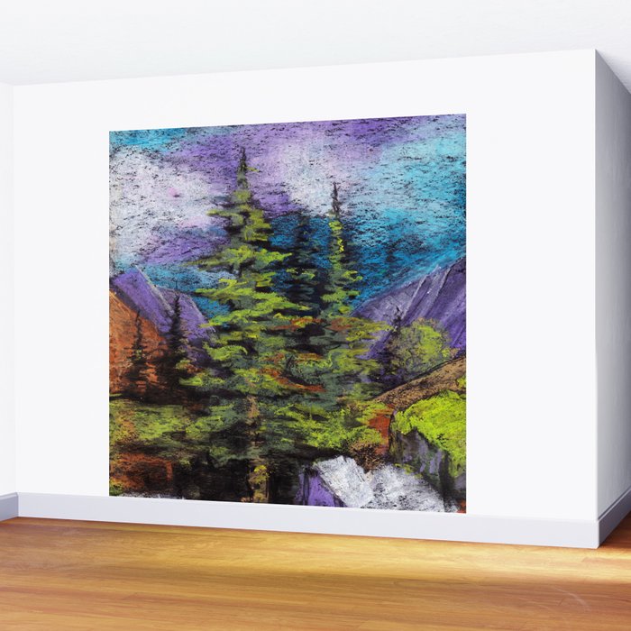 Forest Road On The Background Of Mountains Trees And Stones Oil