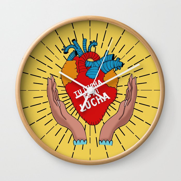 Tu Lucha Es Mi Lucha Open Hands Wall Clock By Yocelynriojas