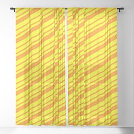 [ Thumbnail: Dark Orange and Yellow Colored Lined/Striped Pattern Sheer Curtain ]