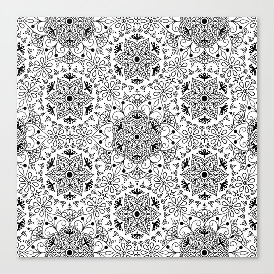 Mandala_White and Black Canvas Print