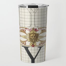 Vintage calligraphic art 'Y' Travel Mug