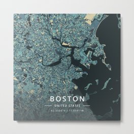 Boston, United States - Cream Blue Metal Print