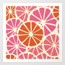 Pink Grapefruit Slices Pattern Art Print