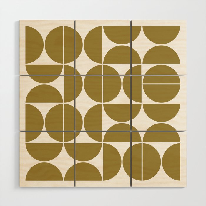Mid Century Modern Geometric 04 Flat Gold Wood Wall Art