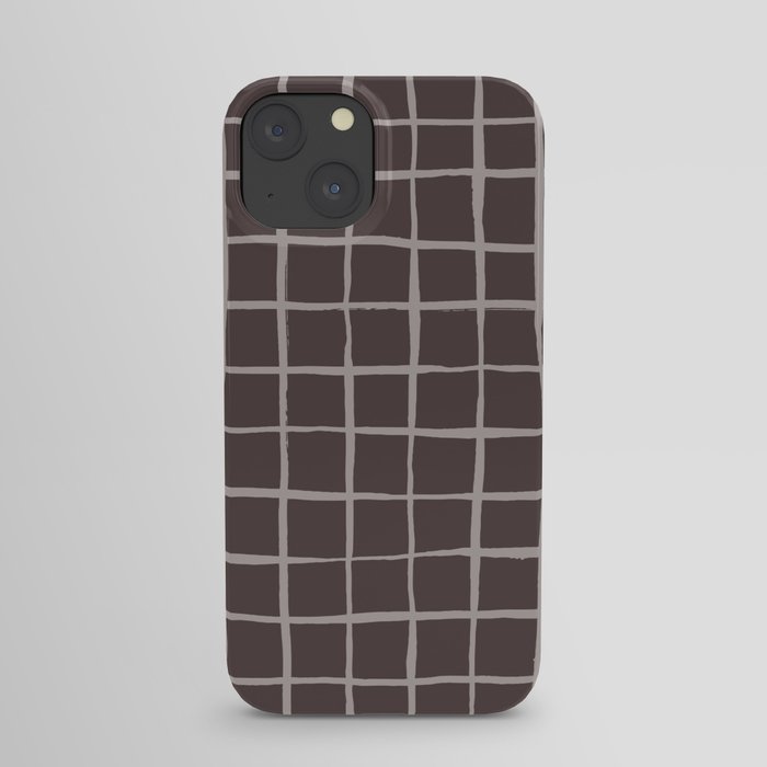 Handmade grid check brown chocolate iPhone Case