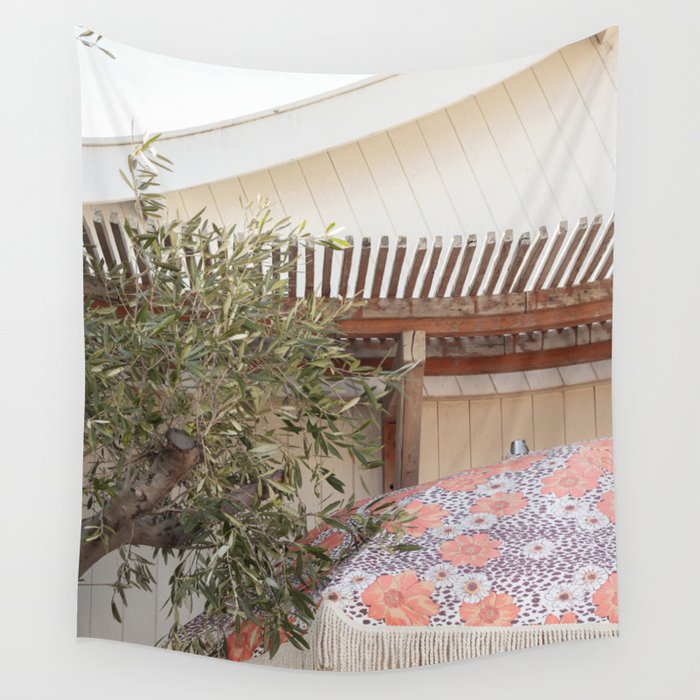 Summer Beach House Photo | Olive Tree Flower Parasol Holiday Art Print | Colorful Travel Photography Wall Tapestry