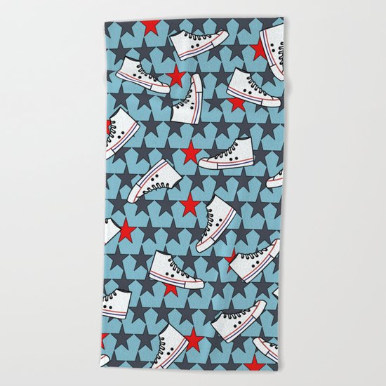 sneakers pattern Beach Towel