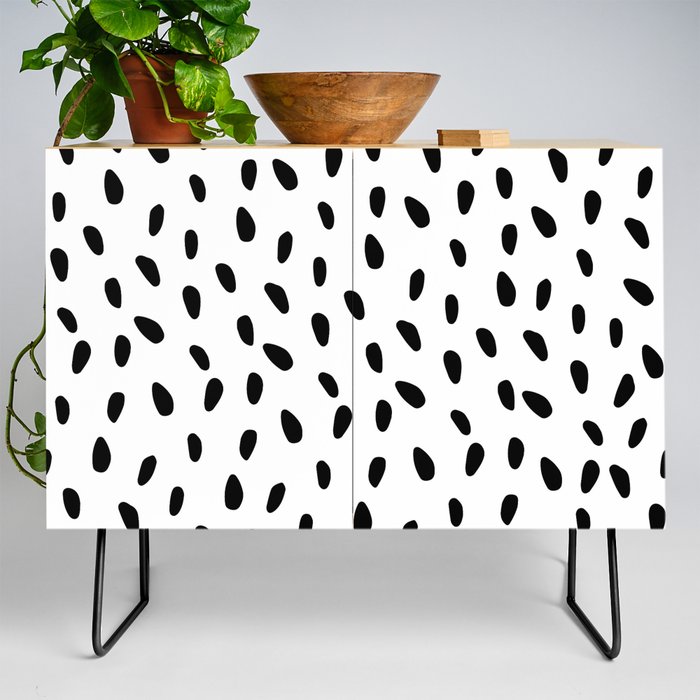 Black And White Dots Hand Painted  Credenza