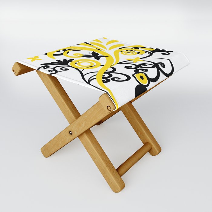 Butterfly Flourish YELLOW Folding Stool