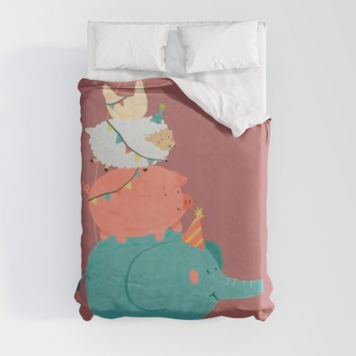 Stacked Animals Duvet Cover