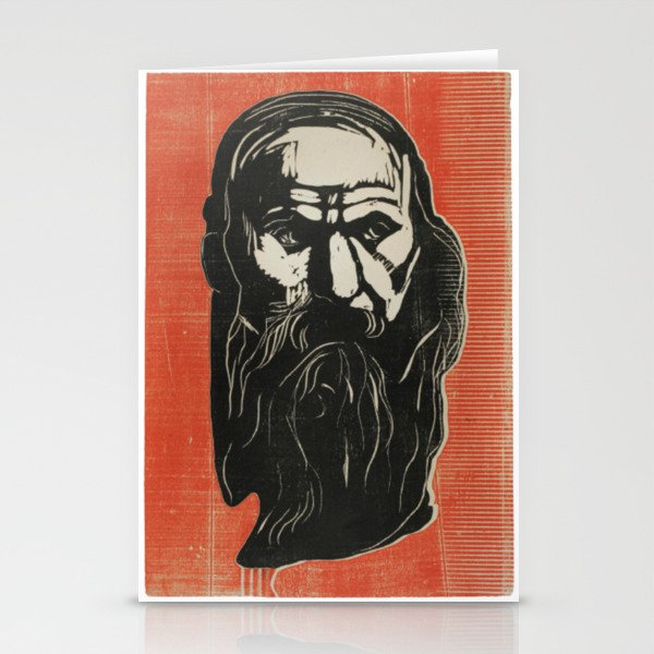 Head of An Old Man with Beard Edvard Munch Famous Painting Stationery Cards