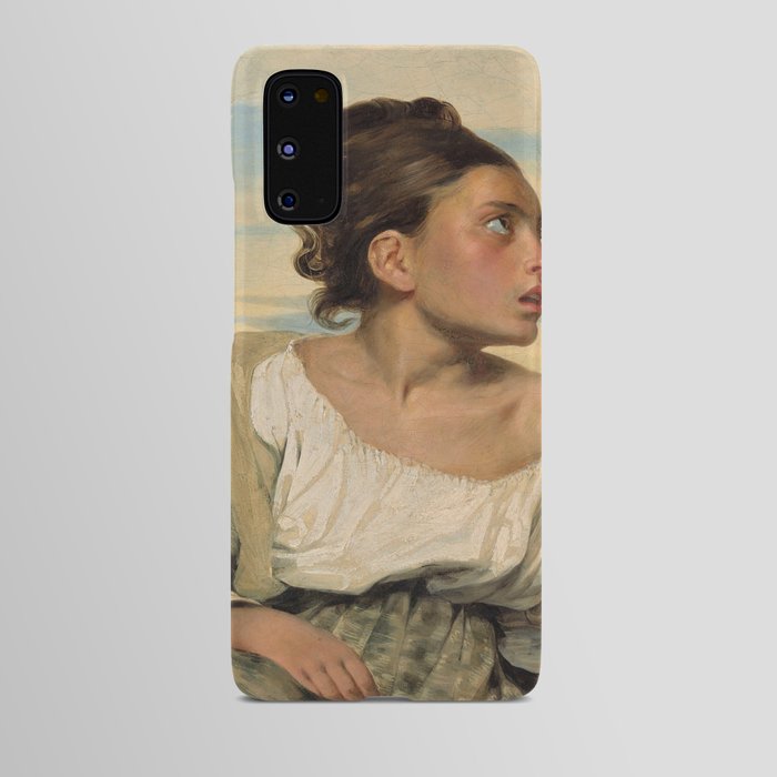 Portrait of a Woman; Girl at the Cemetery female painting by Eugene Delacroix for bedroom, living room, home wall decor Android Case