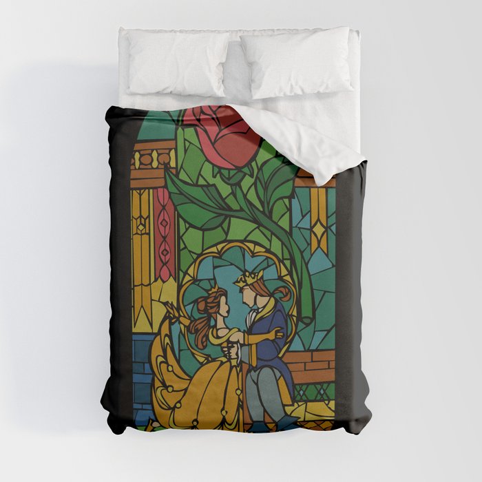 Beauty and The Beast - Stained Glass Duvet Cover