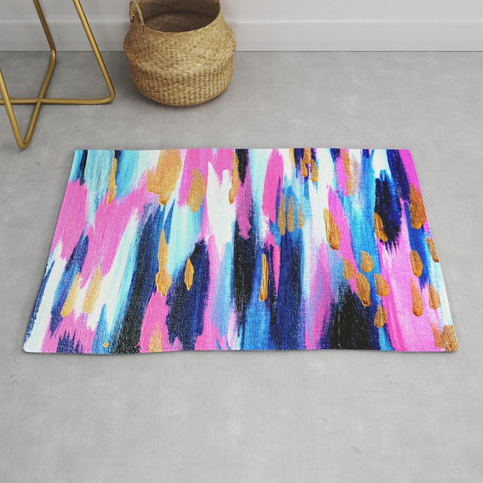 Spring Golden - Pink and Navy Abstract Rug