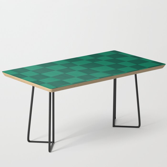 Hand Drawn Checkerboard Pattern (emerald green) Coffee Table