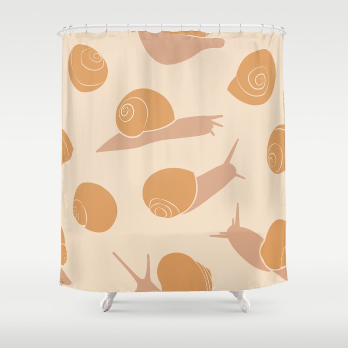 Retro Snail Pattern Shower Curtain