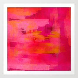 "Abstract brushstrokes in pastel pinks and solar orange" Art Print