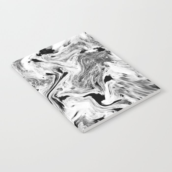 Swirly Black White Marble Notebook By Johnemerson Society6 Linear notes, notebook for school; society6