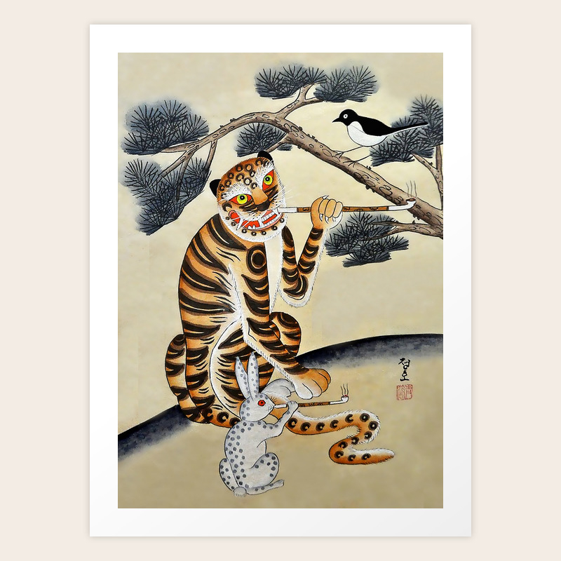 Korean Minhwa Tiger With Pipe Art Print By Patricia Society6 Korean Minhwa Tiger With Pipe Art Print By Patricia Society6