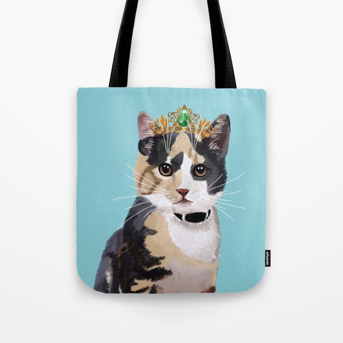Elegant Cat with Crown Tote Bag