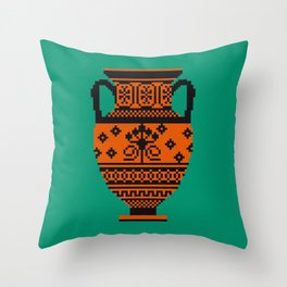 Greek Pottery - Black-figure amphora - orange green black Throw Pillow