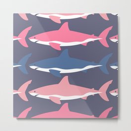 Shark Metal Print | Sealife, Genderneutral, Thedeep, Design, Limitedpalette, Digital, Fins, Water, Shark, Drawing 